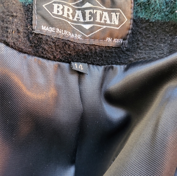 Braetan vintage wool and acrylic jacket with leather collar size 14 - Picture 6 of 8